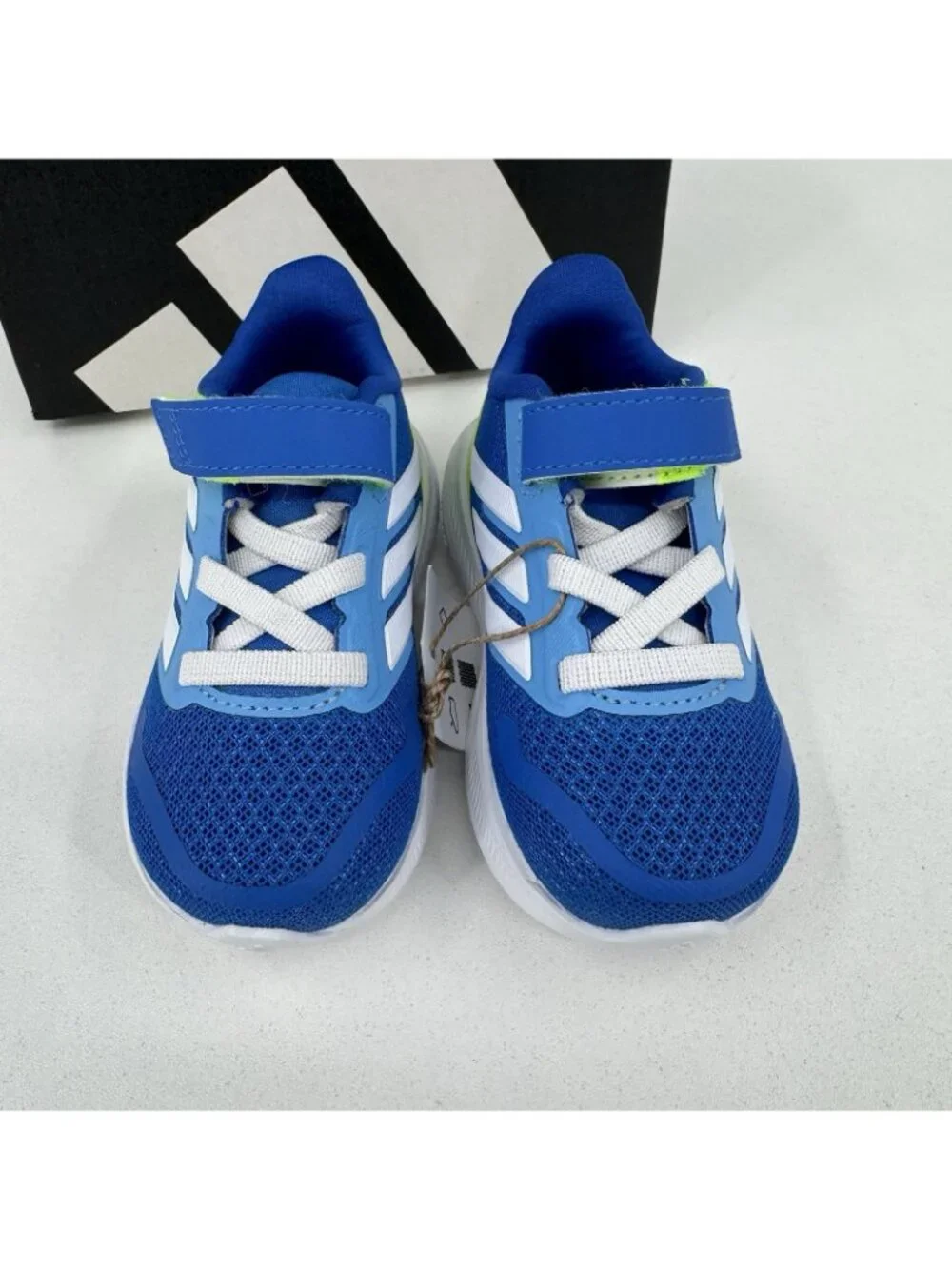 Adidas Infant Boys Run Falcon 5 EL Running Shoes size 5K Hook & Loop Blue JQ5667